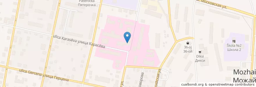 Mapa de ubicacion de Авиценна en Rusland, Centraal Federaal District, Oblast Moskou, Можайский Городской Округ.