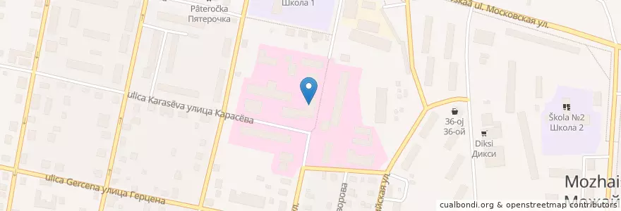 Mapa de ubicacion de Можайская центральная районная больница en 俄罗斯/俄羅斯, Центральный Федеральный Округ, 莫斯科州, Можайский Городской Округ.