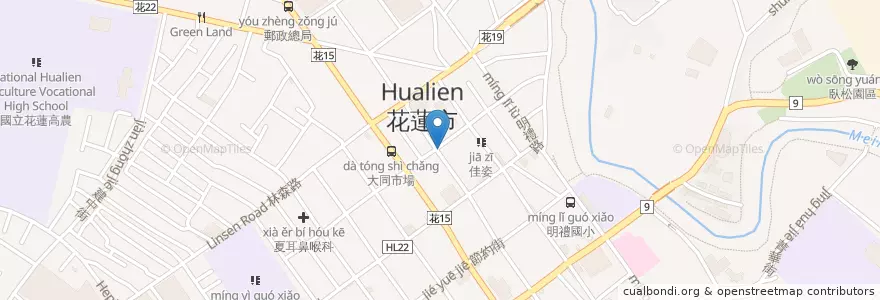 Mapa de ubicacion de 非洲象牙海岸小廚房 en 타이완, 타이완성, 화롄현, 화롄 시.
