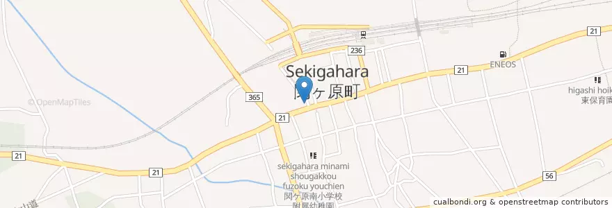 Mapa de ubicacion de 十六銀行 en 日本, 岐阜県, 不破郡, 関ケ原町.