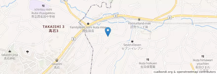 Mapa de ubicacion de 日本キリスト教団 生田教会 en 일본, 가나가와현, 川崎市, 多摩区.