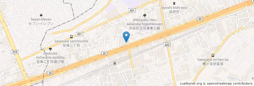 Mapa de ubicacion de ミネ薬局d en Japan, 東京都, 渋谷区.