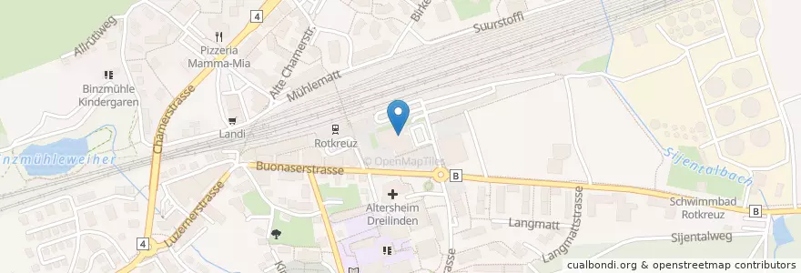 Mapa de ubicacion de Dorfmattsaal en 스위스, Zug, Risch-Rotkreuz.