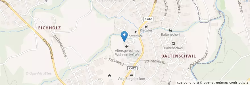 Mapa de ubicacion de Dr. med. Claudio Lorenzet en Schweiz/Suisse/Svizzera/Svizra, Aargau, Bezirk Baden, Bergdietikon.