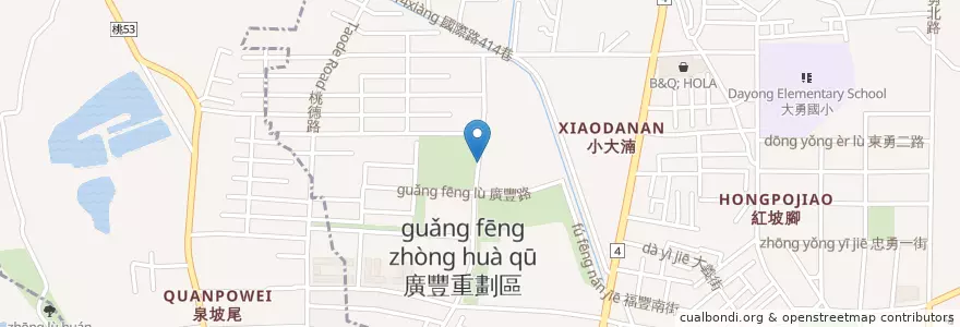 Mapa de ubicacion de 火鍋店 en Taiwan, Taoyuan, Bade District.