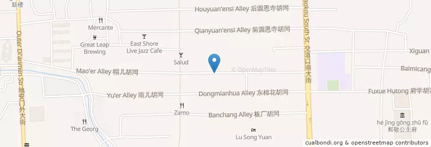 Mapa de ubicacion de 束河人家 en 中国, 北京市, 河北省, 东城区.