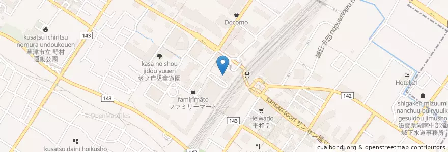 Mapa de ubicacion de 関西アーバン銀行 草津西支店 en 日本, 滋賀県, 草津市.
