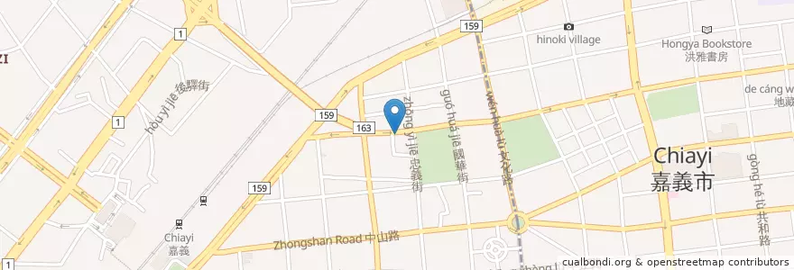 Mapa de ubicacion de 合作金庫商業銀行 en Тайвань, Тайвань, Цзяи, Цзяи, 西區.