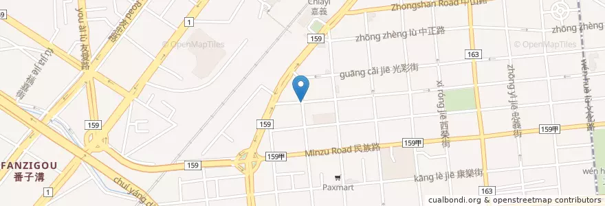 Mapa de ubicacion de 華南商業銀行 en Tayvan, 臺灣省, 嘉義市, 嘉義縣, 西區.