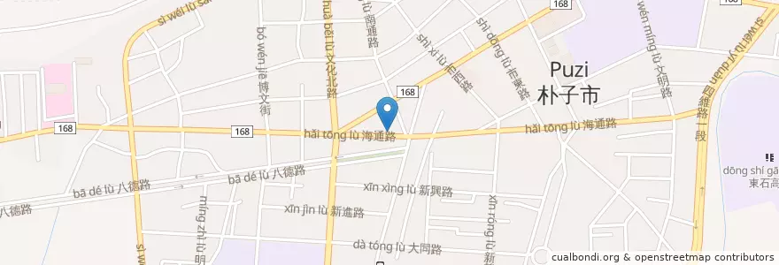 Mapa de ubicacion de 合作金庫商業銀行 en Tayvan, 臺灣省, 嘉義縣, 朴子市.