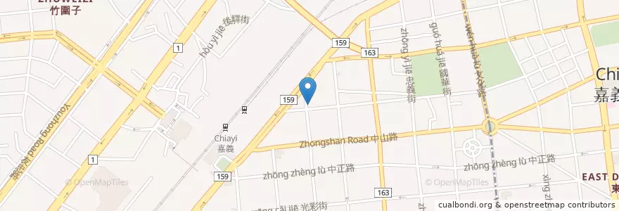 Mapa de ubicacion de 玉山商業銀行 en Taiwán, Provincia De Taiwán, 嘉義市, Condado De Chiayi, 西區.