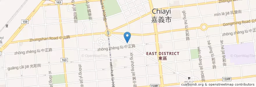 Mapa de ubicacion de 臺灣中小企業銀行 en Tayvan, 臺灣省, 嘉義市, 嘉義縣, 東區.