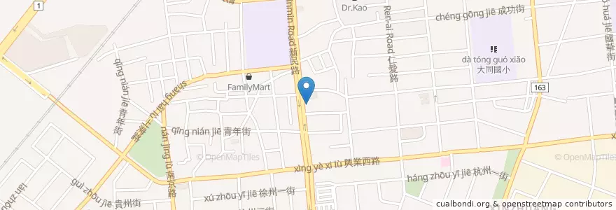 Mapa de ubicacion de 臺灣中小企業銀行 en Taiwan, 臺灣省, 嘉義市, 嘉義縣, 西區.