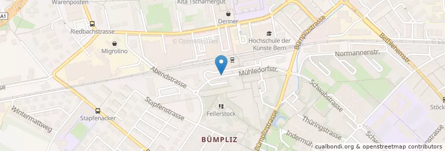Mapa de ubicacion de Bahnhof Bümpliz Nord en Suisse, Berne, Verwaltungsregion Bern-Mittelland, Verwaltungskreis Bern-Mittelland, Bern.