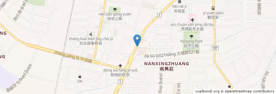 Mapa de ubicacion de 彰化秀傳醫院 en 臺灣, 臺灣省, 彰化縣, 彰化市.
