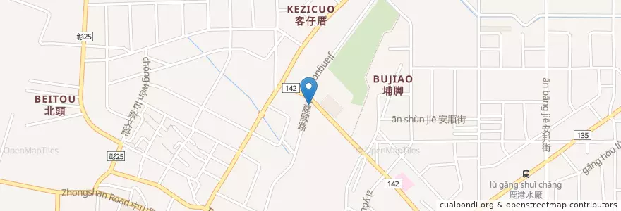 Mapa de ubicacion de 鹿港運動場(勞工教育學苑) en Taïwan, Province De Taïwan, Comté De Changhua, 鹿港鎮.