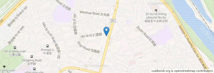 Mapa de ubicacion de 星巴克 en 타이완, 신베이 시, 융허 구.