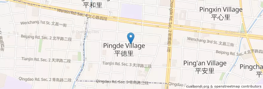 Mapa de ubicacion de 溫州大餛飩 en تايوان, تاي شانغ, 北屯區, 北區.