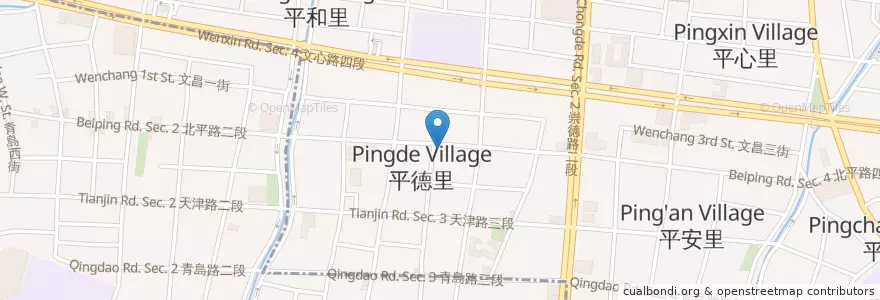 Mapa de ubicacion de 小屋子飯丸 en 臺灣, 臺中市, 北屯區, 北區.