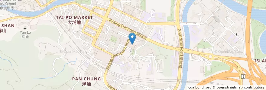 Mapa de ubicacion de 東興菜館 en Китай, Гонконг, Гуандун, Новые Территории, 大埔區 Tai Po District.