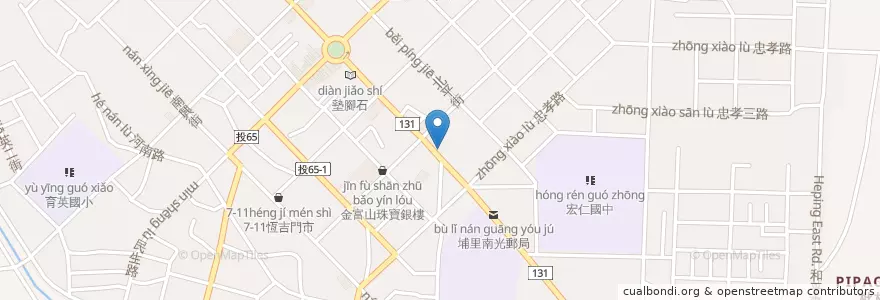 Mapa de ubicacion de 合作金庫商業銀行 en Tayvan, 臺灣省, Nantou, 埔里鎮.