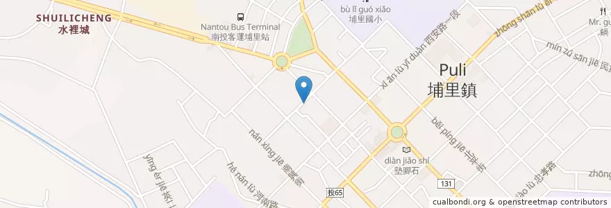 Mapa de ubicacion de 台中商業銀行 en Taiwan, Taiwan Province, Nantou County, Puli Township.