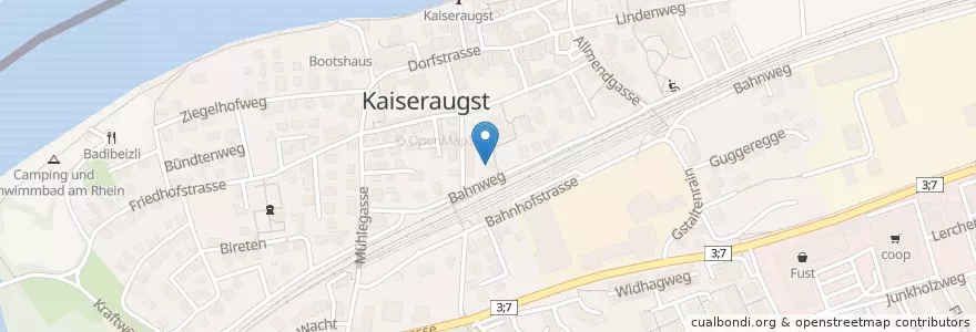 Mapa de ubicacion de Spitex Kaiseraugst en Zwitserland, Aargau, Bezirk Rheinfelden, Kaiseraugst.