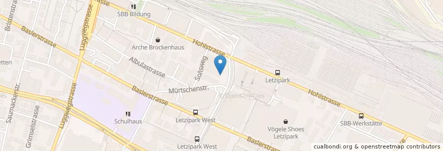 Mapa de ubicacion de Bar & Bistro Letzi en Suíça, Zurique, Bezirk Zürich, Zürich.