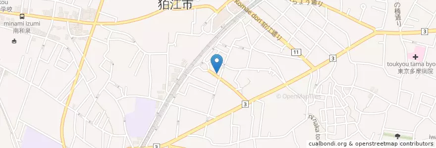 Mapa de ubicacion de オリジン弁当 en Japonya, 東京都, 狛江市.