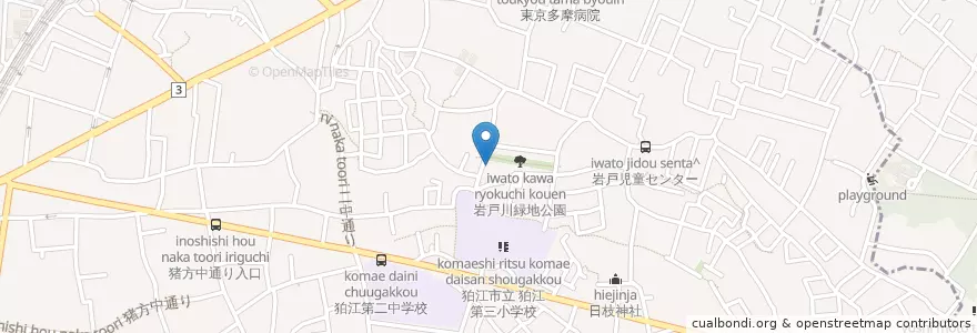 Mapa de ubicacion de 狛江岩戸南郵便局 en Japão, Tóquio, 狛江市.