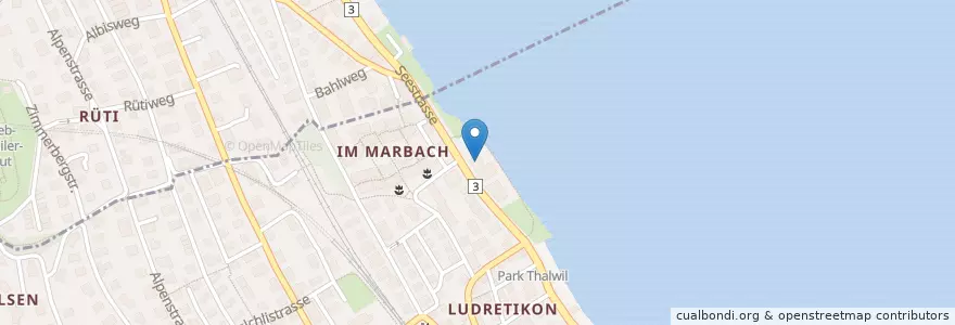 Mapa de ubicacion de The Boat House en Schweiz/Suisse/Svizzera/Svizra, Zürich, Bezirk Horgen, Thalwil.