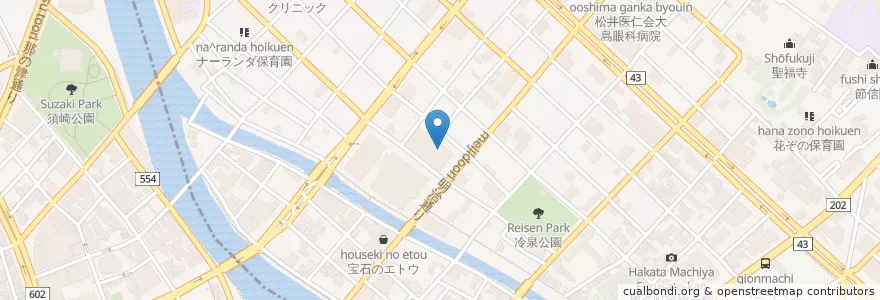 Mapa de ubicacion de 博多座 en 日本, 福岡県, 福岡市, 博多区.