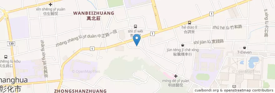 Mapa de ubicacion de 元大商業銀行 en تایوان, 臺灣省, شهرستان جانگوآ, 彰化市.