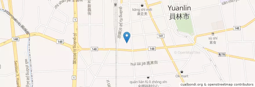 Mapa de ubicacion de 合作金庫商業銀行 en Taiwán, Provincia De Taiwán, Condado De Changhua, 員林市.