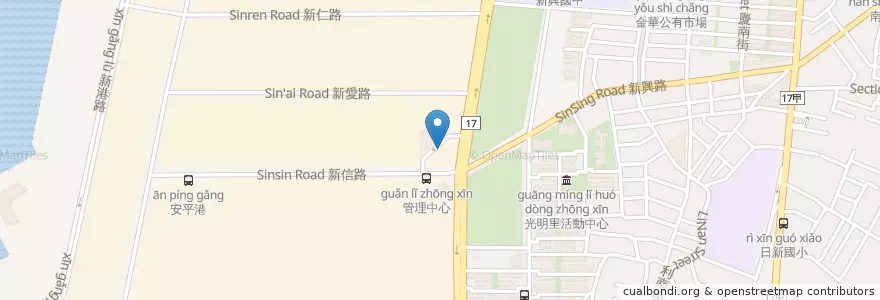 Mapa de ubicacion de 臺灣中小企業銀行 en Taiwan, Tainan, 南區.