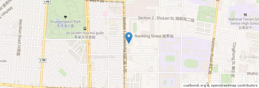 Mapa de ubicacion de 京城商業銀行 en Taiwan, Tainan, 中西區, 南區.