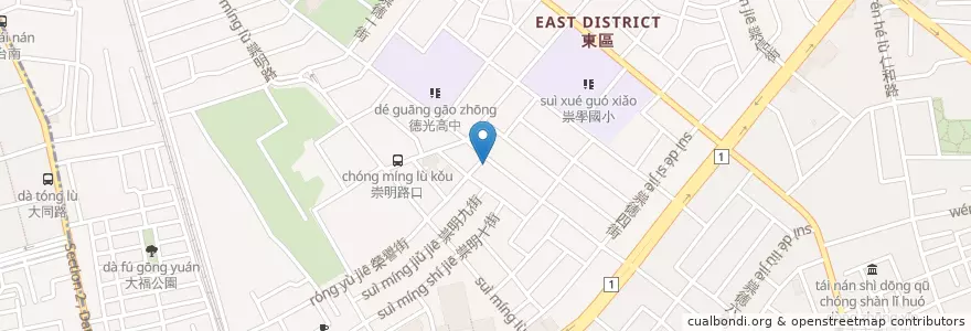 Mapa de ubicacion de 台新國際商業銀行 en Taiwan, 臺南市, 東區.