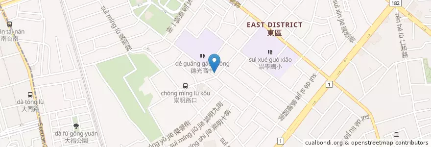 Mapa de ubicacion de 元大商業銀行 en Taiwan, Tainan, Distretto Orientale.