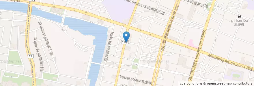 Mapa de ubicacion de 元大商業銀行 en Тайвань, Тайнань, 中西區.