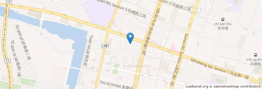 Mapa de ubicacion de 華南商業銀行 en 臺灣, 臺南市, 中西區.