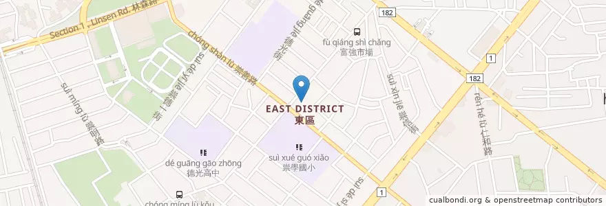 Mapa de ubicacion de 玉山商業銀行 en 臺灣, 臺南市, 東區.