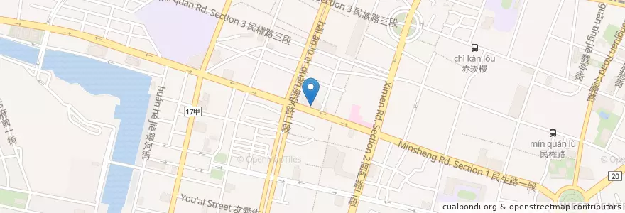Mapa de ubicacion de 合作金庫商業銀行 en Taiwan, Tainan, 中西區.