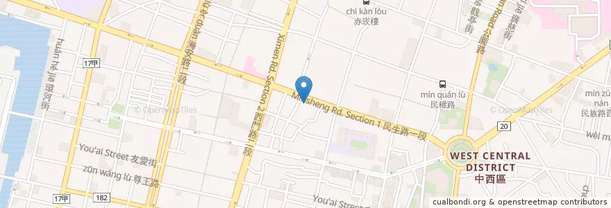 Mapa de ubicacion de 中國信託商業銀行 en Tayvan, 臺南市, 中西區.