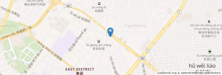 Mapa de ubicacion de 元大商業銀行 en Tayvan, 臺南市, 東區.