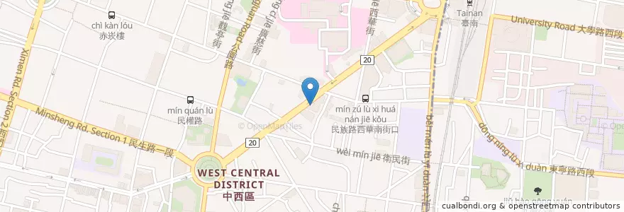 Mapa de ubicacion de 兆豐國際商業銀行 en Taiwan, Tainan, 中西區.
