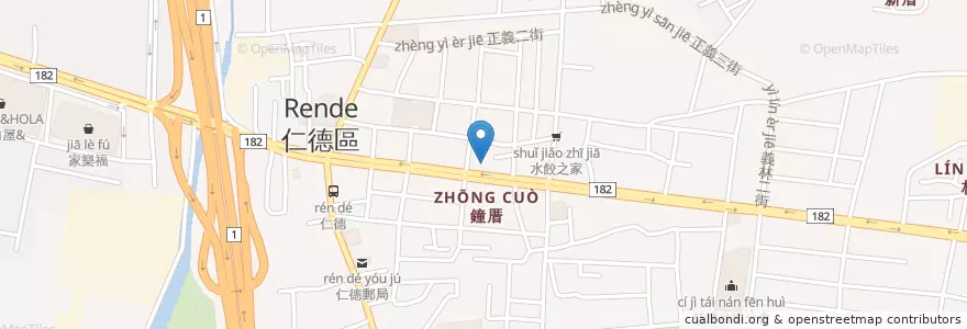 Mapa de ubicacion de 中國信託商業銀行 en Taïwan, Tainan, District De Rende.