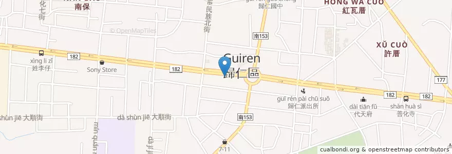Mapa de ubicacion de 京城商業銀行 en 臺灣, 臺南市, 歸仁區.