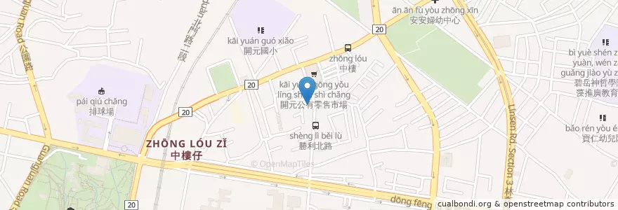 Mapa de ubicacion de 元大商業銀行 en 台湾, 台南市, 北区.