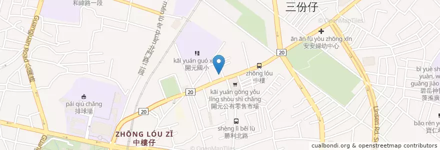 Mapa de ubicacion de 凱基商業銀行 en Taiwan, 臺南市, 北區.