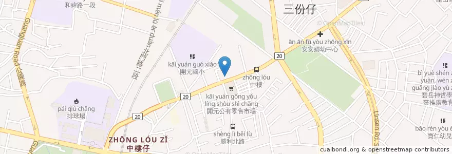 Mapa de ubicacion de 合作金庫商業銀行 en Taiwan, 臺南市, 北區.